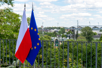 flaga Polski Unii Europejskiej - obrazy, fototapety, plakaty