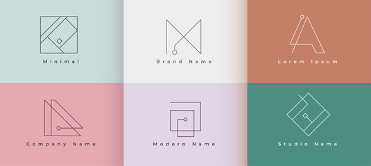 clean minimal logo design set of six