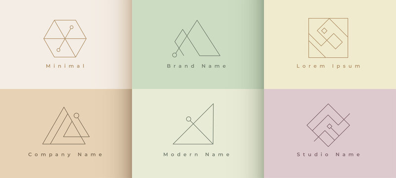 minimal logo design set of six template