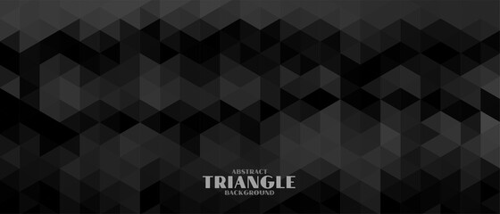 abstract dark triangle pattern wide banner design - obrazy, fototapety, plakaty