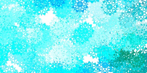 Light BLUE vector texture with bright snowflakes.