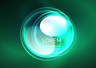 Glowing neon shiny transparent bubbles, glass circles or bio cell concept. Techno futuristic vector abstract background For Wallpaper, Banner, Background, Card, Book Illustration, landing page