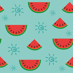 seamless pattern watermelon and sun summer design vector illustration EPS10