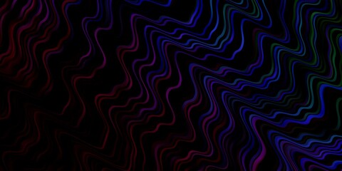Fototapeta premium Dark Multicolor vector background with curves. Bright sample with colorful bent lines, shapes. Pattern for commercials, ads.