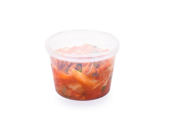Kimchi cabbage in a bowl on white background