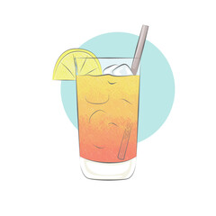 Cocktail with lemon wedge and tube