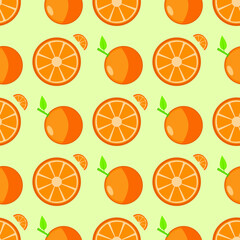 Seamless background of Orange fruit. Orange flat style. Vector illustration.