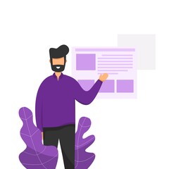 flat illustration man news update