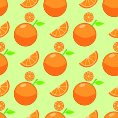 Seamless background of Orange fruit. Orange flat style. Vector illustration.