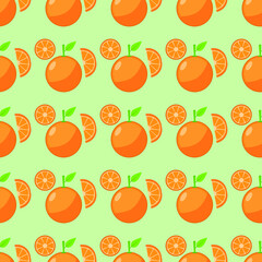 Seamless background of Orange fruit. Orange flat style. Vector illustration.