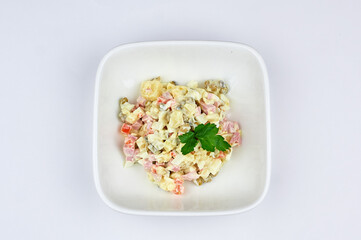 White plate with rice and and fish