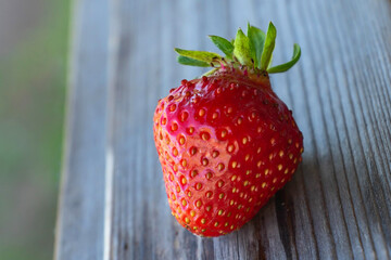 strawberries on a wooden table