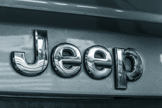 MONTERREY, NUEVO LEON / MEXICO – FEBRUARY 20 2018: Close up photograph of a metal Jeep badge logo