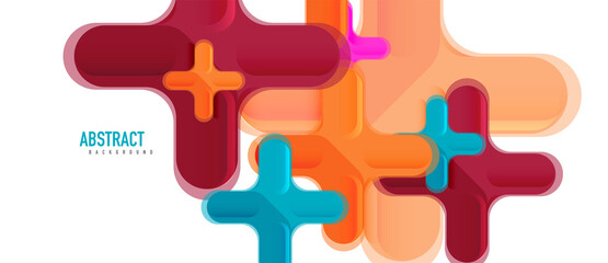 Obraz premium Glossy multicolored plastic style cross composition, x shape design, techno geometric modern abstract background. Trendy abstract layout template