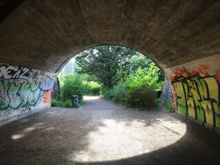 Foot tunnel beneath the railway line in Dijon, France