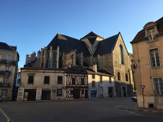 Fototapeta na wymiar Traditional buildings in Dijon's historic old town - Burgundy, France