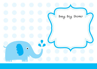 cute baby arrival announcement card with cute elephant graphic