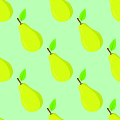 Seamless background of pear fruit. Pear flat style. Vector illustration.