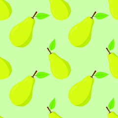Seamless background of pear fruit. Pear flat style. Vector illustration.