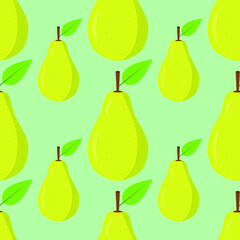 Seamless background of pear fruit. Pear flat style. Vector illustration.