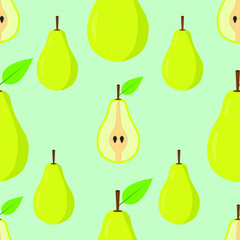 Seamless background of pear fruit. Pear flat style. Vector illustration.