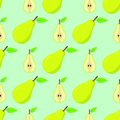 Seamless background of pear fruit. Pear flat style. Vector illustration.