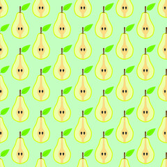 Seamless background of pear fruit. Pear flat style. Vector illustration.