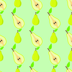 Seamless background of pear fruit. Pear flat style. Vector illustration.