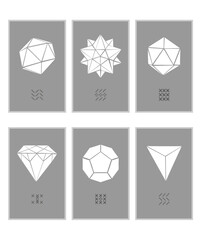Six templates of cards with geometric shapes