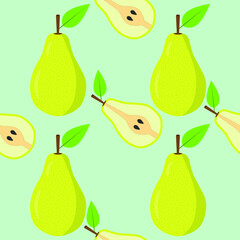 Seamless background of pear fruit. Pear flat style. Vector illustration.
