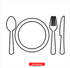 spoon and fork icon.Flat design style vector illustration for graphic and web design.