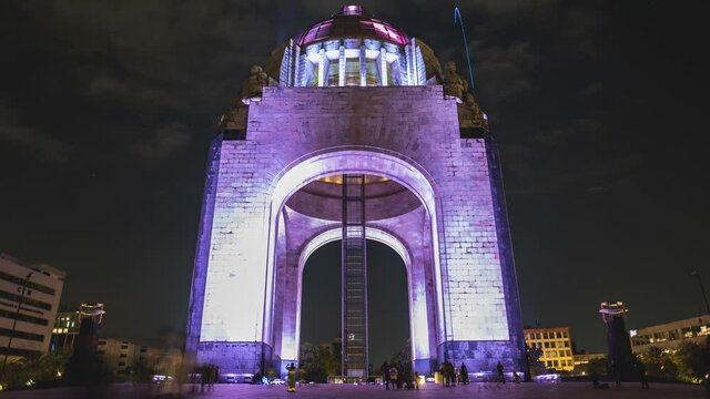Night Time lapse of Monument at plaza de la republica