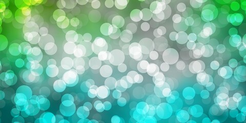 Light Blue, Green vector background with bubbles. Colorful illustration with gradient dots in nature style. Pattern for business ads.