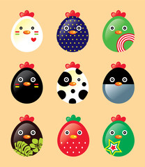 Fototapeta premium cute chicken icons vector