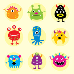 cute monsters cartoon vector