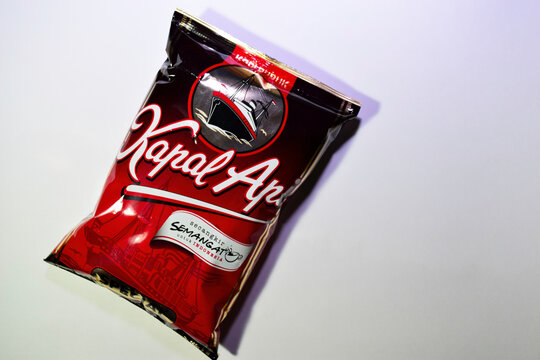 Kopi Kapal Api Coffee Pack, an Indonesian Famous Brand of black cofee Isolated on White Background
