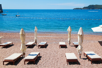 Empty beach in Sveti Stefan, Montenegro