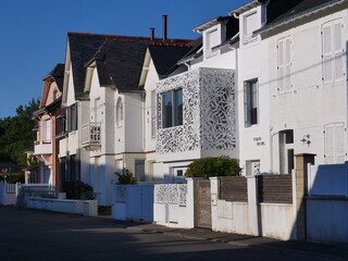 Fototapeta na wymiar French houses at le Pouliguen a small city right near the sea. (may 2020)