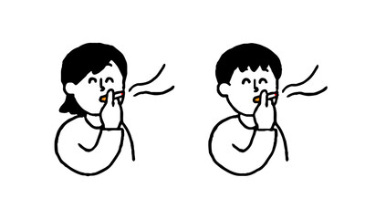 	タバコを吸う男女（シンプル）