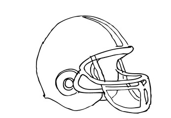 football helmets -  side view on white. doodle concept 