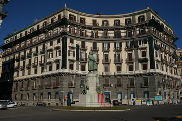 Fototapeta na wymiar City of Naples, building and street in Italy