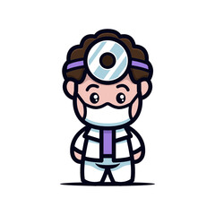 Cute doctor mascot icon illustration