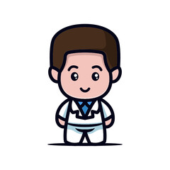 Cute doctor mascot icon illustration