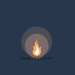 Bonfire Night vector. Fire on a dark background. Orange flames cartoon. 