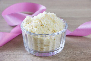 Almond flour in a bowl, ingredient for confectioners, baking,  natural food