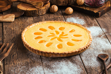 Sweet delicious apricot curd cake pie