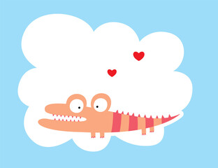 cute crocodile valentine card vector