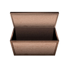 white background and abstract wooden open empty box