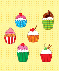 cute muffin and cupcake vector collection