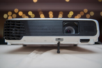 LCD Projector technology video presentation and home Entertainment object . mini led projector on...